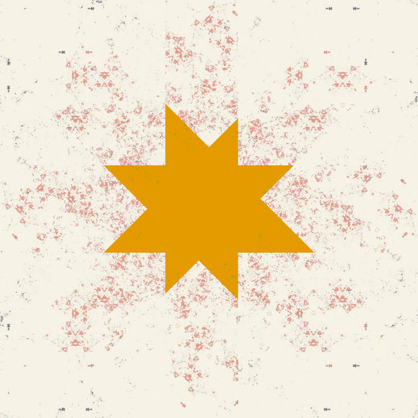 painted star shape on abstract faded rusty background, copy space  - Photo, image