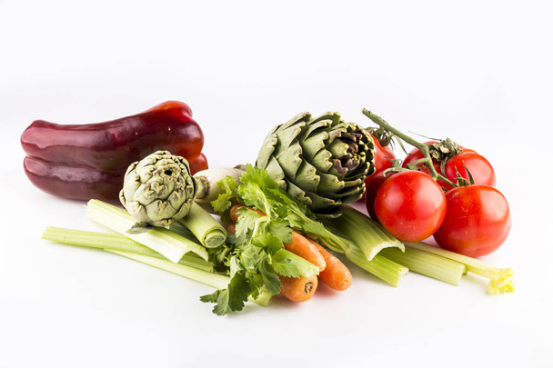 Fresh different vegetables on white background - Valokuva, kuva