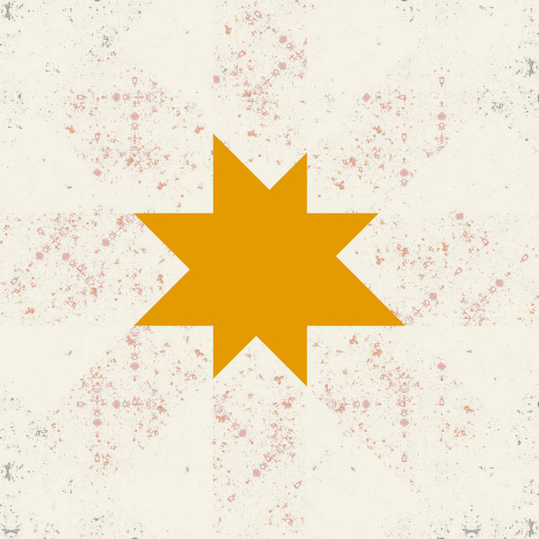 orange star shape on decay faded rusty background, copy space  - Photo, image