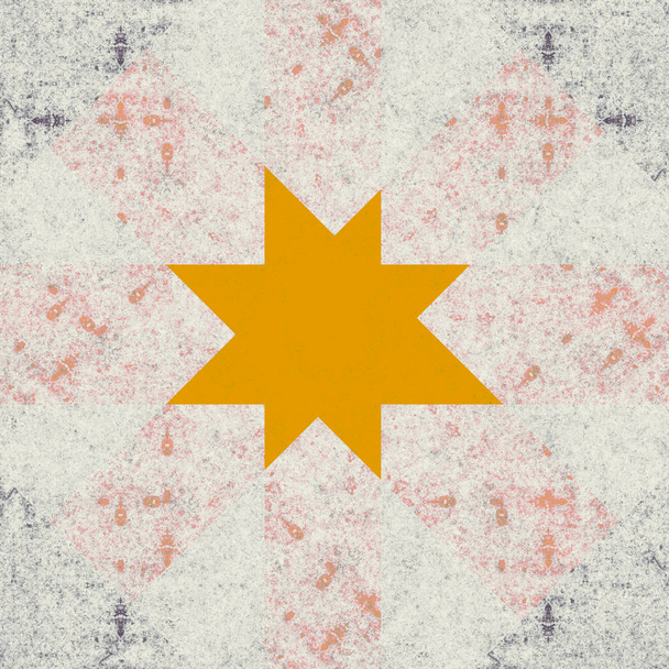 square tile with painted orange star  - Photo, image