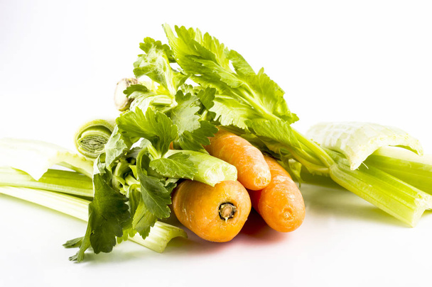 Fresh vegetables on white background, carrots  - Valokuva, kuva