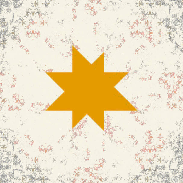retro background with cracks and yellow star shape  - Photo, image