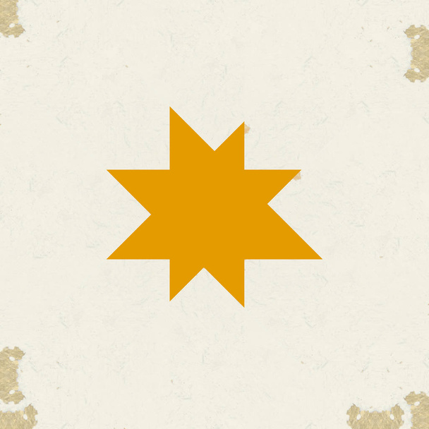 square tile with painted orange star shape on light texture border - Photo, image