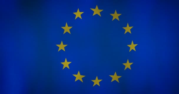 Tekstura tkanina flaga Unii Europejskiej macha na wietrze - Materiał filmowy, wideo