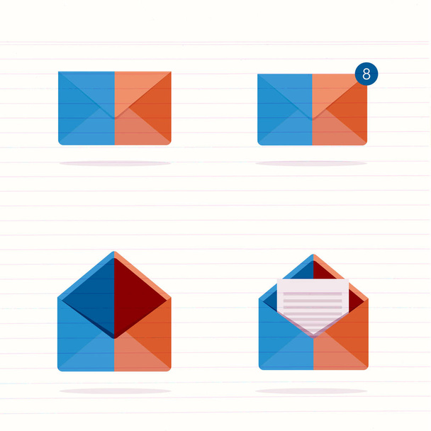 set of closed and open envelopes. concept of analysis correspondence, spam and personal communication. isolated on stylish background. flat style modern design vector illustration - Vektor, obrázek