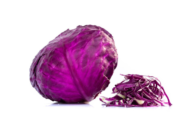 fresh red cabbages isolated on white background. - Photo, image