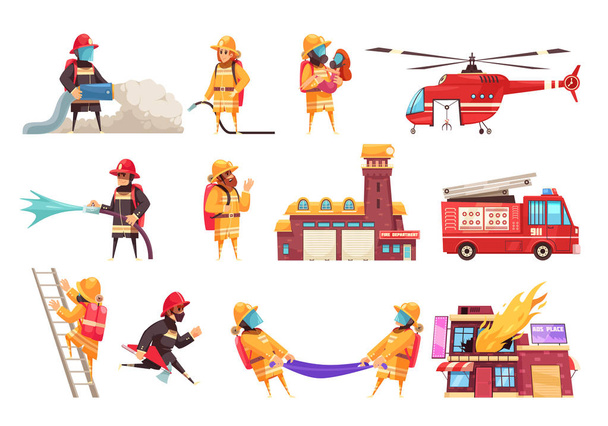 Fire Department Icon Set - Vector, Image