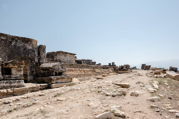 Ancient tombs at Hierapolis northern necropolis in Pamukkale, Turkey. UNESCO World Heritage - Φωτογραφία, εικόνα