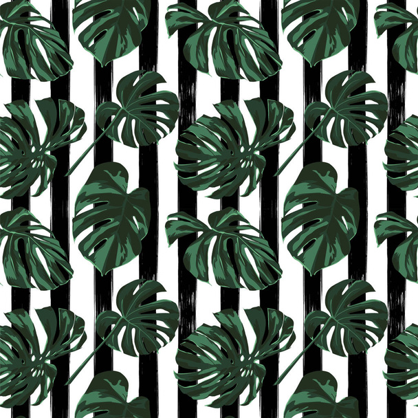 Tropical Print. Jungle Seamless Pattern. Motif d'été tropical vectoriel avec fleurs hawaïennes
.  - Vecteur, image