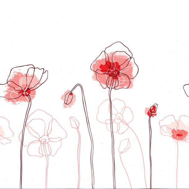Floral background. Poppies - Vector, Image