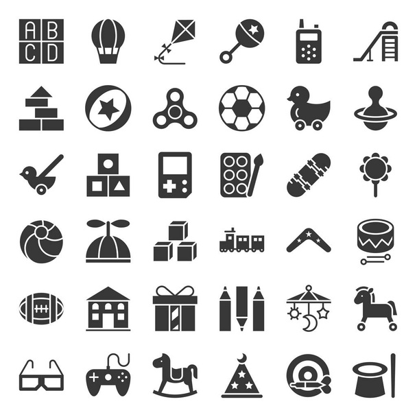 Set di icone giocattoli isolati su sfondo bianco
 - Vettoriali, immagini