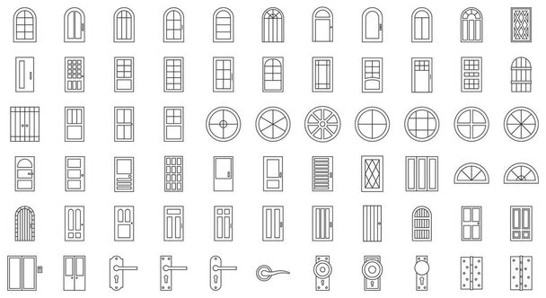 συλλογή από πόρτες και παράθυρα που απομονώνονται σε λευκό - Διάνυσμα, εικόνα