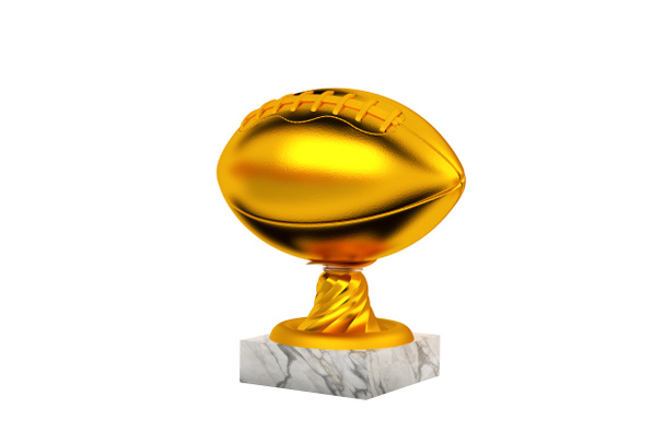 Американський футбол Золотий трофей з мармуру бази на білому фоні - Фото, зображення