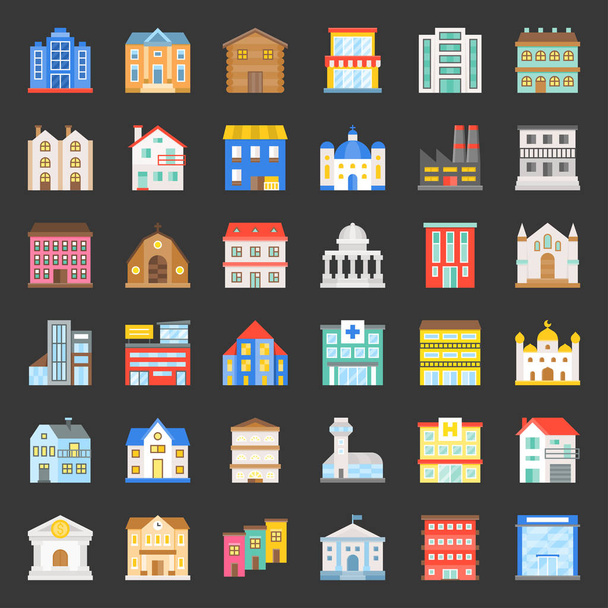 building construction,  outline icon set - Vector, Image
