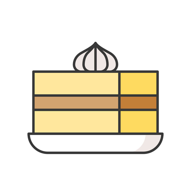 kawałek ciasta, słodycze i ciasta zestaw, wypełnione ikonę konturu - Wektor, obraz