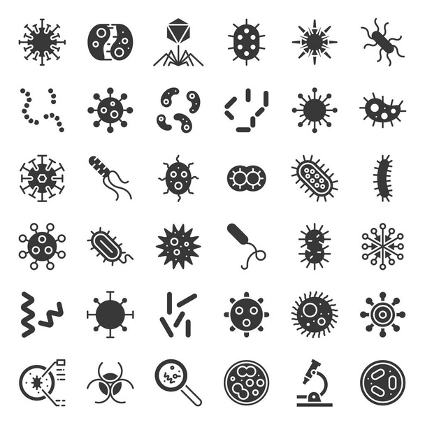 vektorové ilustrace sady různých bakterií izolovaných na bílém pozadí - Vektor, obrázek