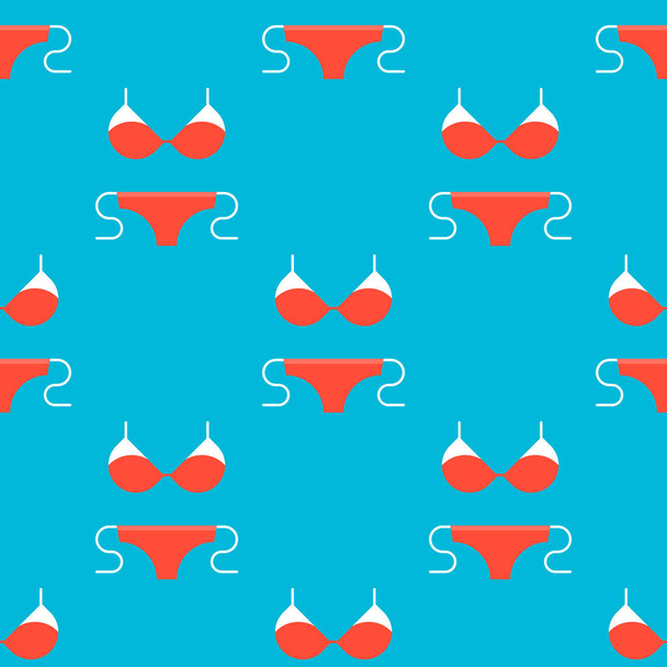 Bikini patrón sin costuras sobre fondo azul
 - Vector, Imagen
