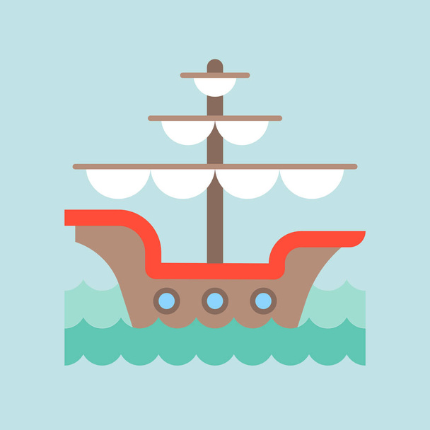 illustratie van de boot op zeewater op blauwe achtergrond - Vector, afbeelding