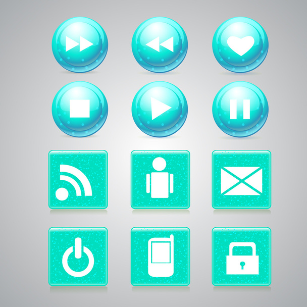Glossy media buttons. Vector - Vector, Image