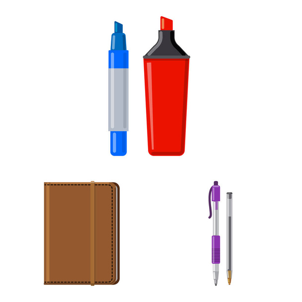 Vector illustration of office and supply symbol. Set of office and school vector icon for stock. - Vektör, Görsel