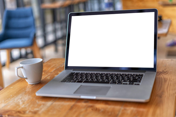 mock up Using laptop with blank screen computer modern - Φωτογραφία, εικόνα