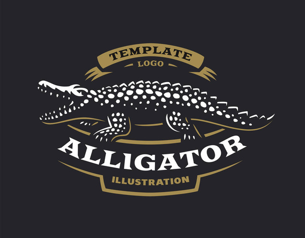 Логотип крокодила - векторная иллюстрация. Эмблема аллигатора
 - Вектор,изображение