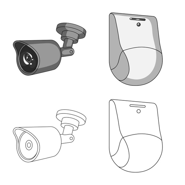Vector illustration of cctv and camera symbol. Collection of cctv and system vector icon for stock. - Vektör, Görsel