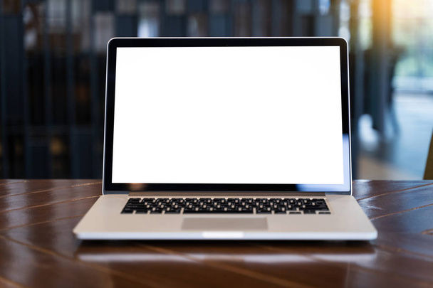 mock up Using laptop with blank screen computer modern - Foto, Imagen
