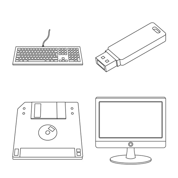Isolated object of laptop and device logo. Set of laptop and server vector icon for stock. - Vector, imagen