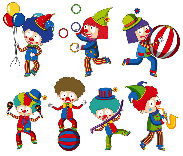A set of circus clown illustration - Vector, Image