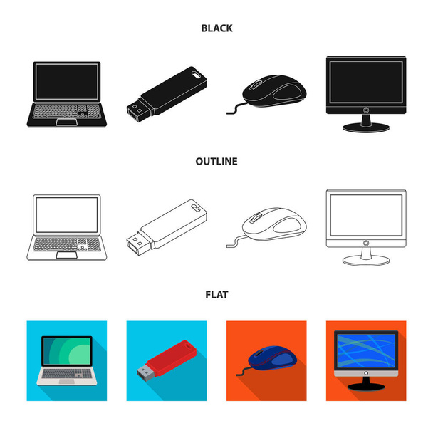 Isolated object of laptop and device sign. Collection of laptop and server stock symbol for web. - Διάνυσμα, εικόνα