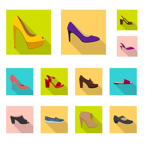 Vector design of footwear and woman logo. Collection of footwear and foot stock vector illustration. - Vektor, obrázek