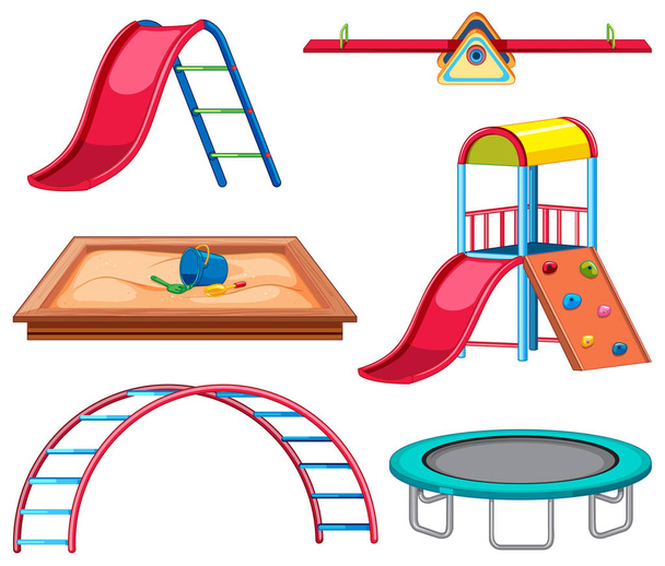 Conjunto de ilustração de equipamentos de playground
 - Vetor, Imagem