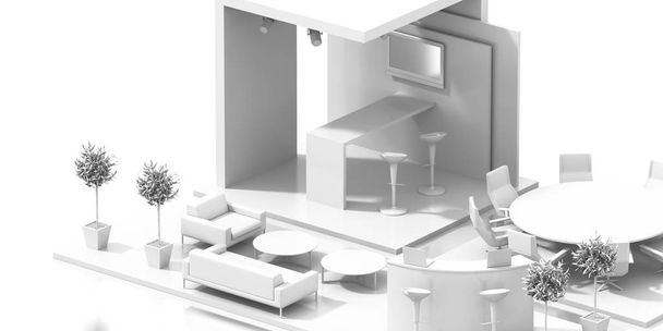 3D модель белого выставочного стенда
  - Фото, изображение