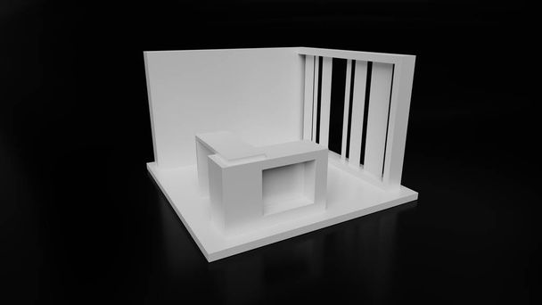 Originele handel kiosk model, 3D-rendering op zwarte achtergrond - Foto, afbeelding