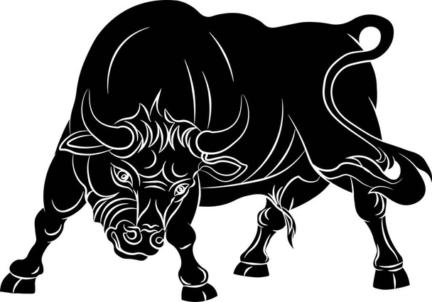 Rozzuřený býk izolovaných na bílém pozadí. Vektorové ilustrace - Vektor, obrázek