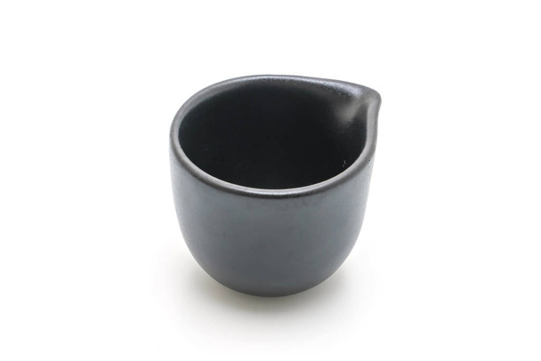 empty black plate and bowl isolated on white background - Foto, Imagem