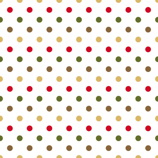 Christmas dotted pattern background, festive colours, vintage Christmas dots. Wrapping Christmas paper - Vector, Image