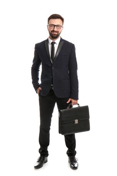 Handsome businessman on white background - Фото, изображение