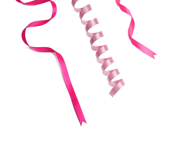 Pink ribbons on white background - Photo, Image
