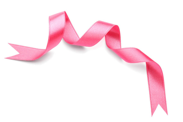 Pink ribbon on white background - Photo, Image