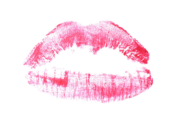 Marque de baiser rouge à lèvres sur fond blanc
 - Photo, image