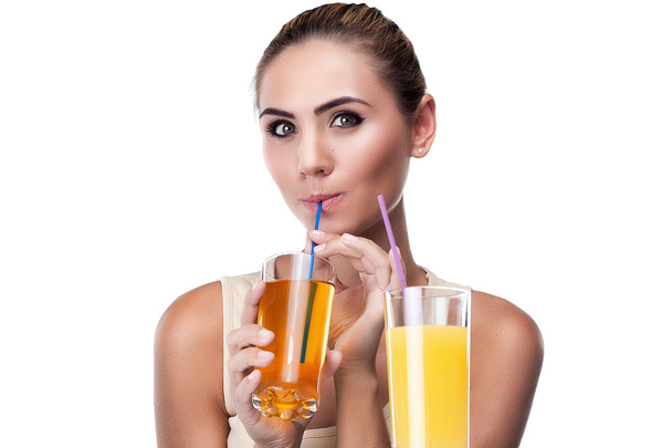 Woman with glass of juice - Photo, Image