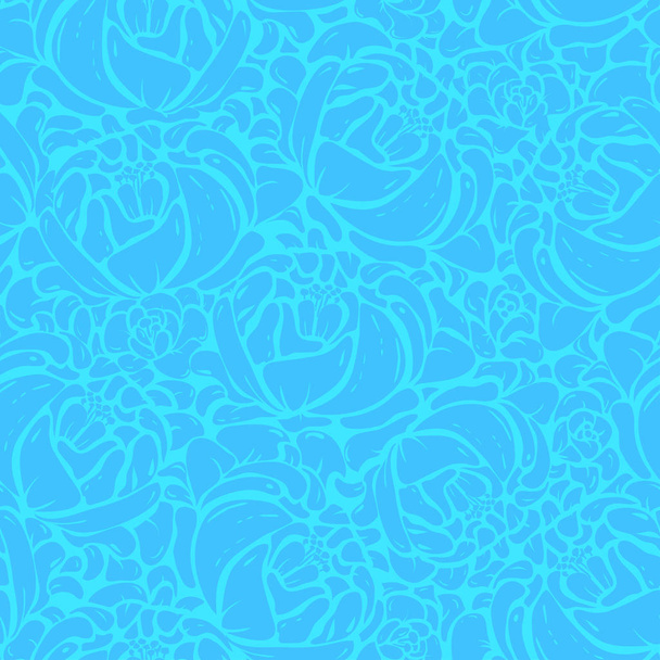 Patrón sin costuras con flores abstractas azules sobre fondo azul claro
 - Vector, imagen