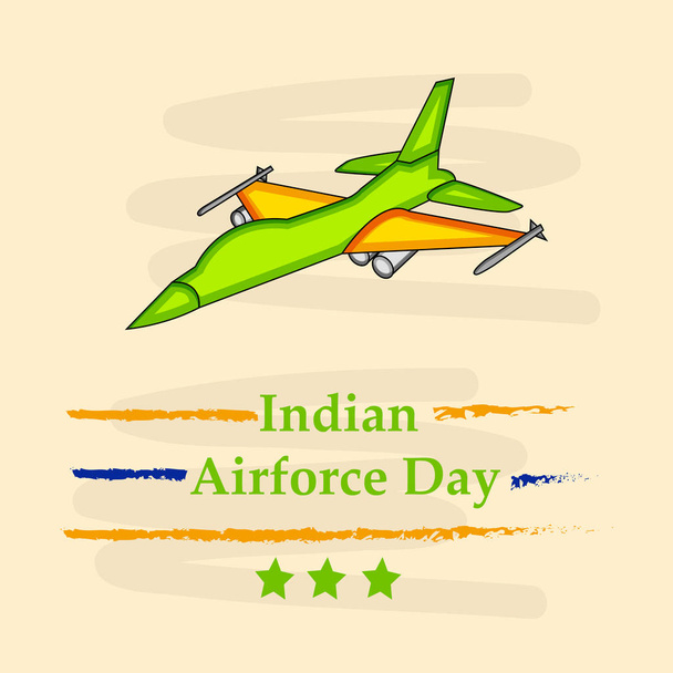 インド空軍の日の背景の要素のイラスト。インド空軍の日の機会にインド空軍の日のテキストと航空機のイラスト - ベクター画像