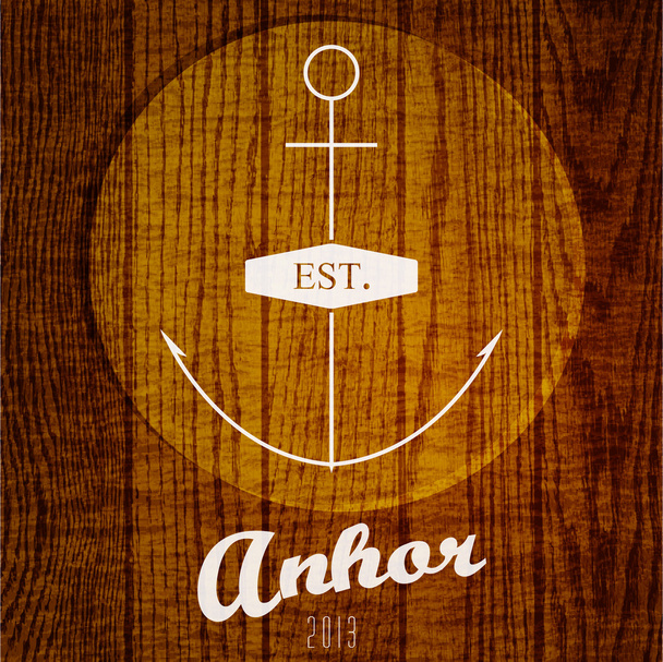 Vector logo with anchor on wooden background - Vector, Image