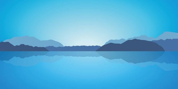 belo lago azul e montanhas paisagem fundo
 - Vetor, Imagem