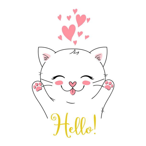 impresión vectorial con gato lindo feliz
 - Vector, imagen