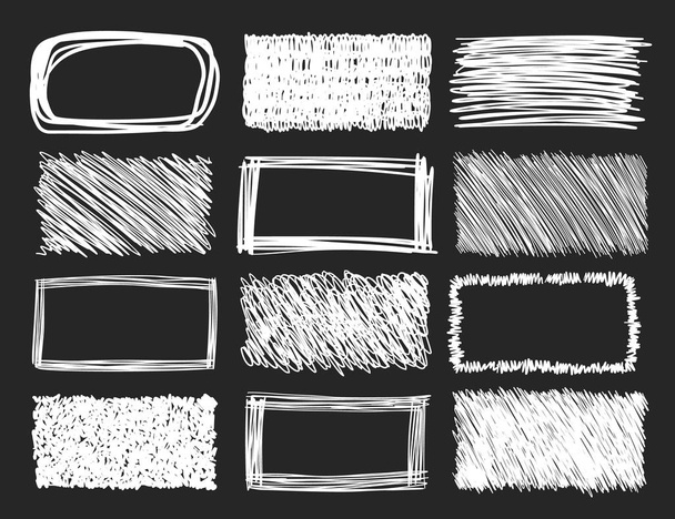 Set von handgezeichneten Kritzelrahmen auf einem Tafel-Hintergrund, Sammlung von Vektordesign-Elementen. - Vektor, Bild