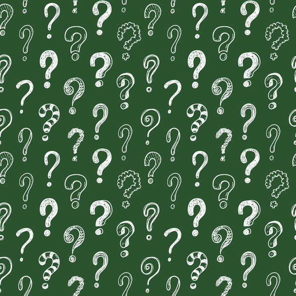 Απρόσκοπτη διάνυσμα μοτίβο με doodle ερωτήσεις σήματα σε φόντο Μαυροπίνακας - Διάνυσμα, εικόνα